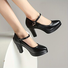 V 54014 Round Toe Chunky Heel Shoes Բͷ�ָ�ŮЬ ŷ���羳��