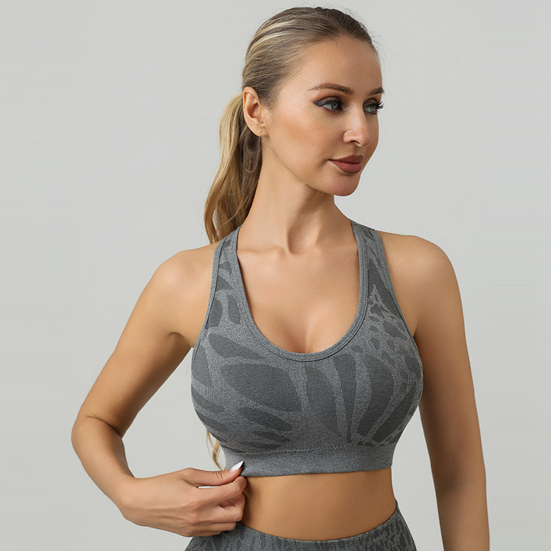 Comercio exterior transfronterizo ropa interior deportiva sin costuras, cremallera delantera para mujeres, ropa exterior, espalda cruzada, acondicionamiento transpirable, corrida a prueba de choques