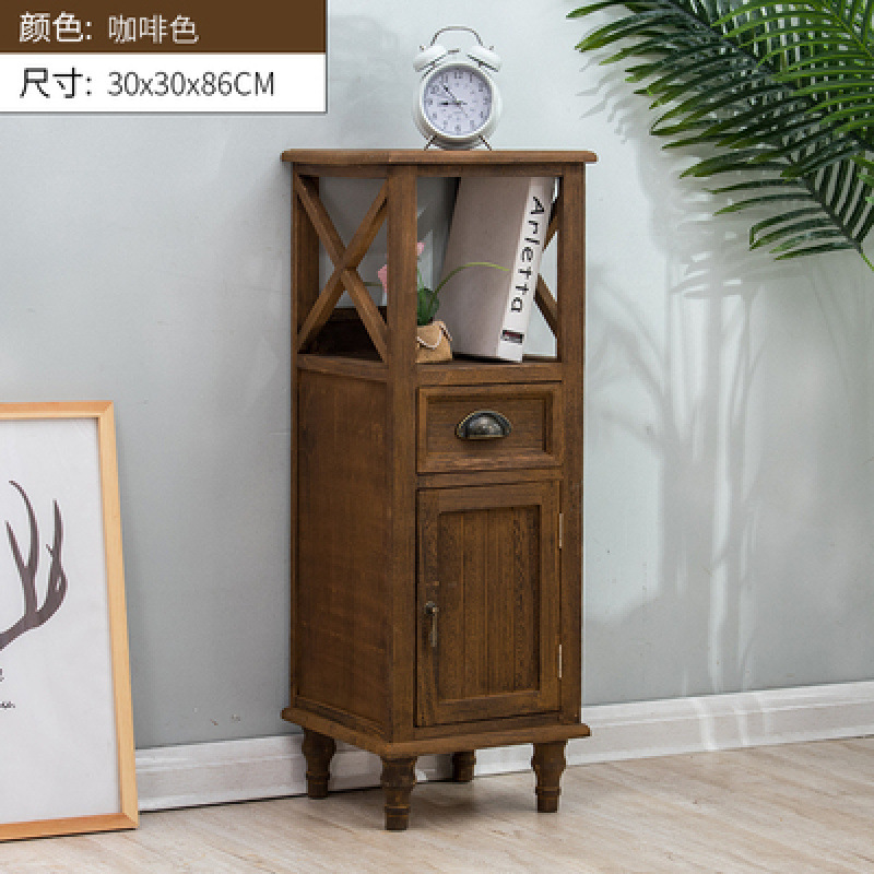 American retro meseta de cabecera de madera sólida hendidura pequeño vinícola tipo cajón 40CM gabinete de almacenamiento TV sala de estar vertical