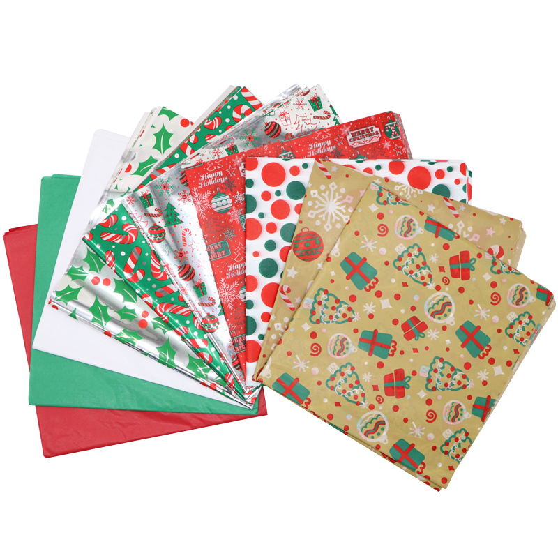 Papel de embalaje de regalo de tejido de Navidad raya roja diseño de árbol de Navidad papel de copia impresión personalizada bolsa plegable