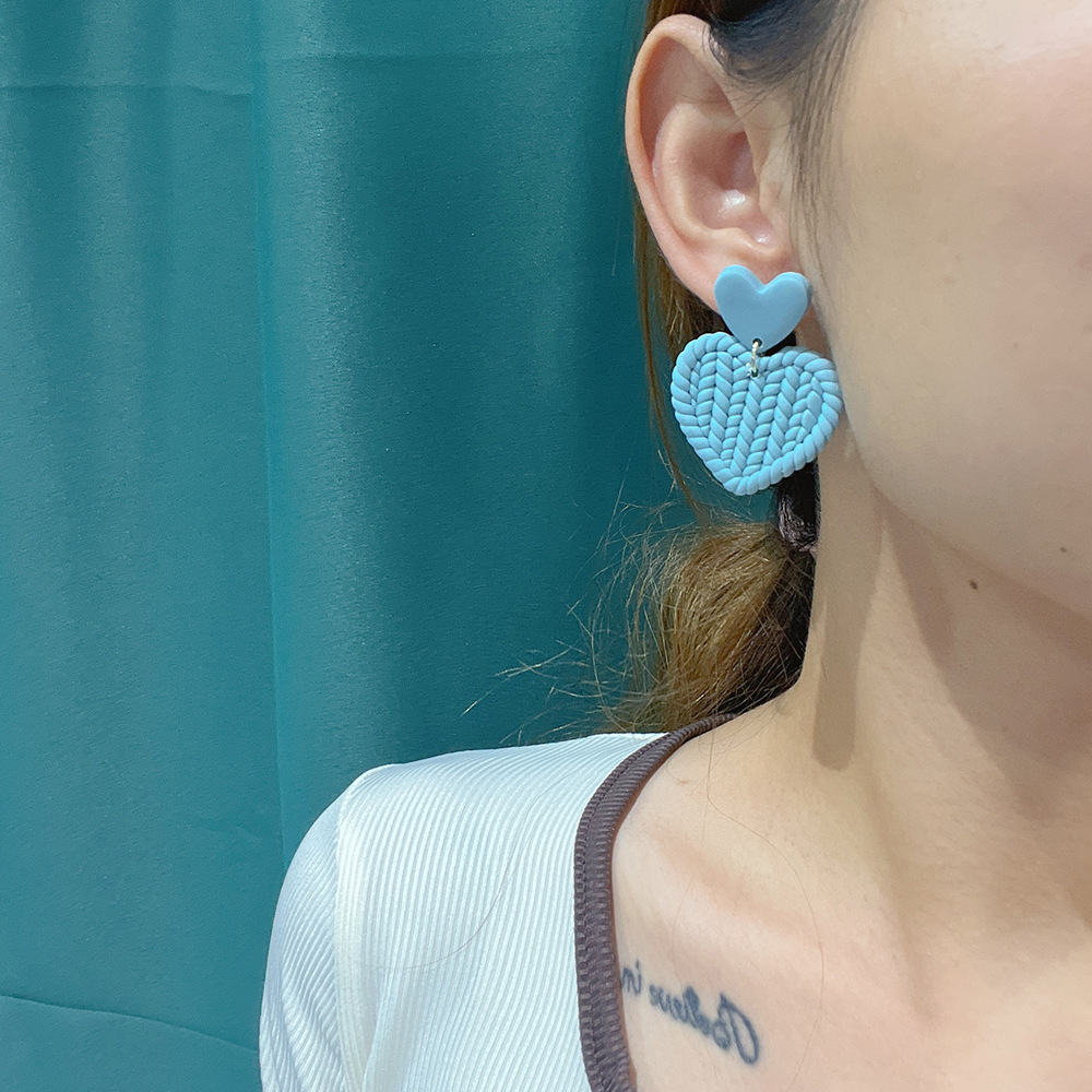 11g Weight Drop Earrings Classification 1 Pair Quantity Daily Occasion soft clay Material Heart Shape Pattern Women'S Gender Handmade Design Simple Style Style Simple Style Heart Shape Soft Clay Handmade Women's Drop Earrings 1 Pair 7