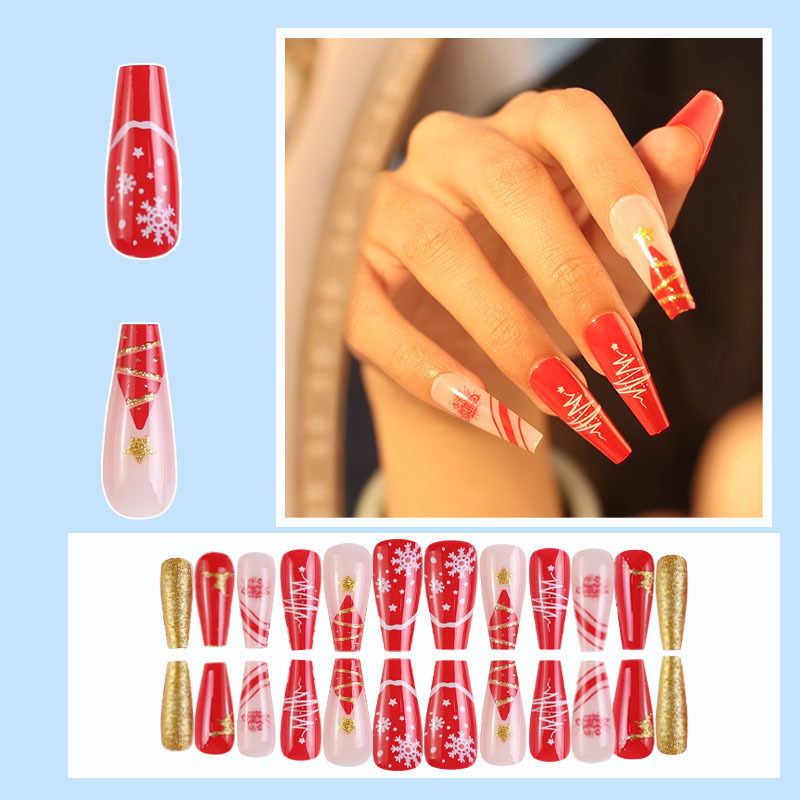 Navidad desgaste armadura nupcial clavo artificial acabado uñas pieza caja desmontable parche de uñas