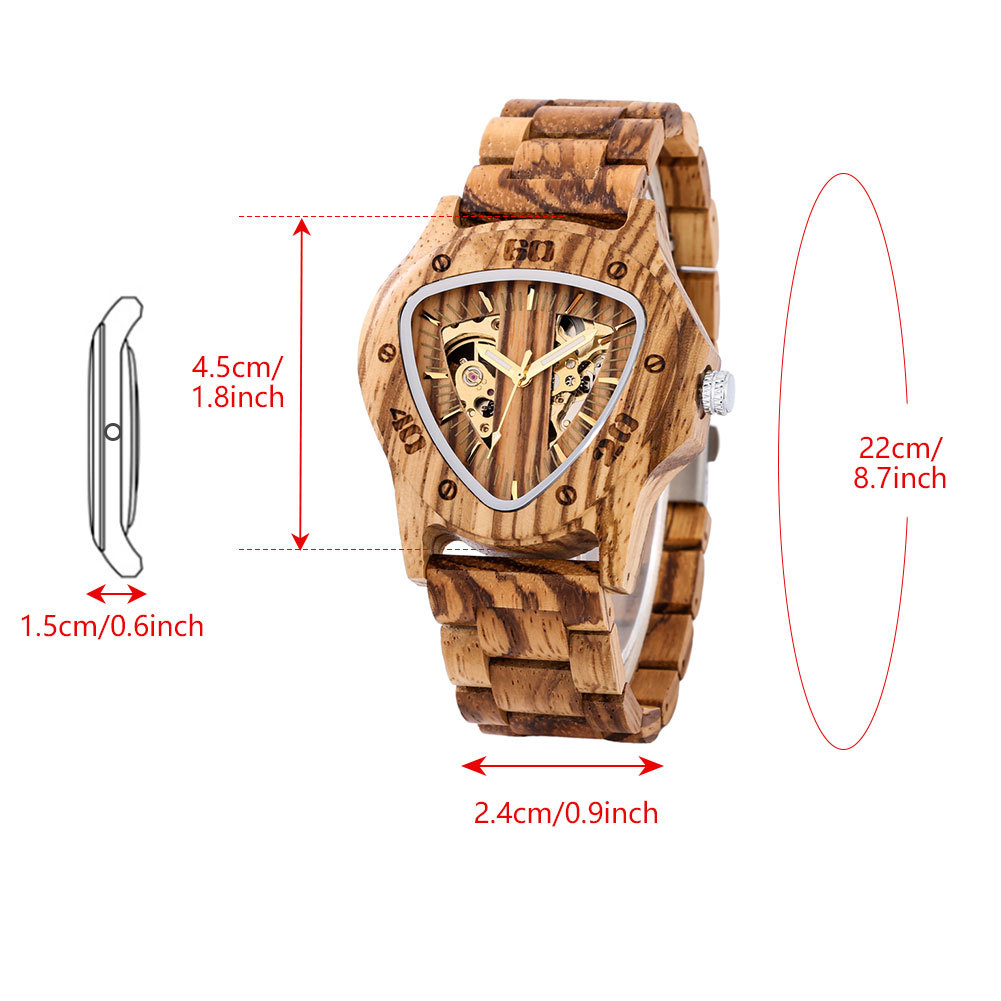 Automatic Mechanical Wood Watch For Men With Large Zebra Wood Dial_voghion.com