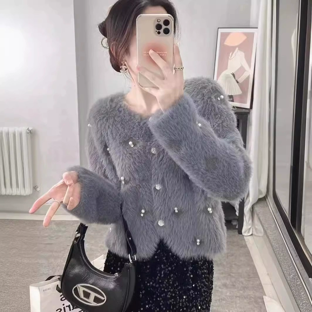 Новый женский короткий вязаный кардиган в европейском стиле Hongtai для осени/зимы, мягкий, в стиле «ленивый шик»