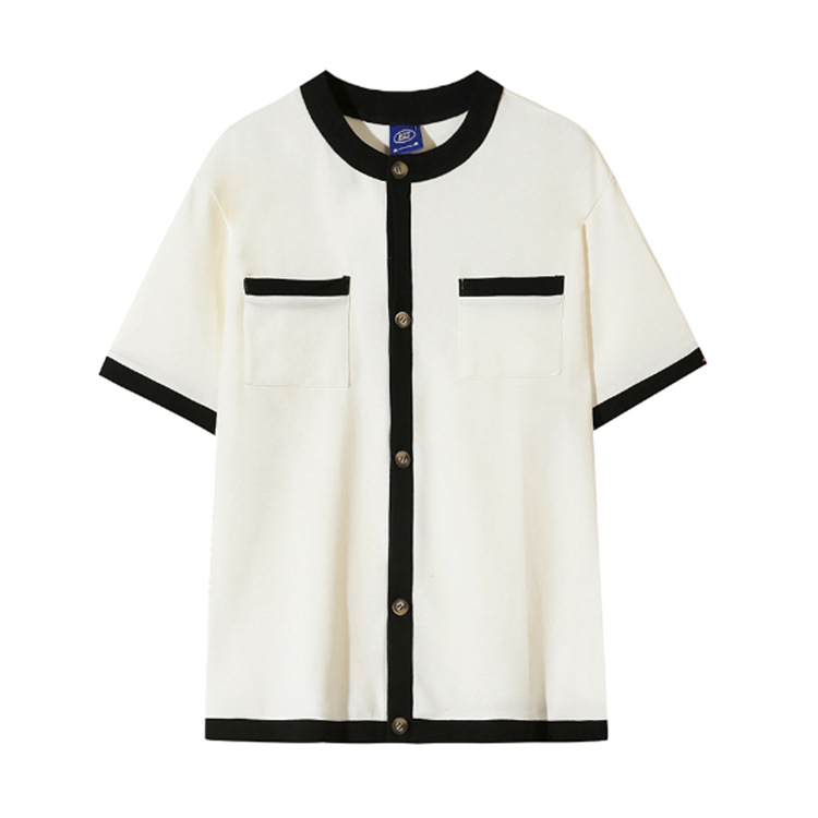 MYQ Chanel estilo cardigan de manga corta Camiseta de los hombres de verano estilo coreano moda de gama alta diseño camiseta capa superior