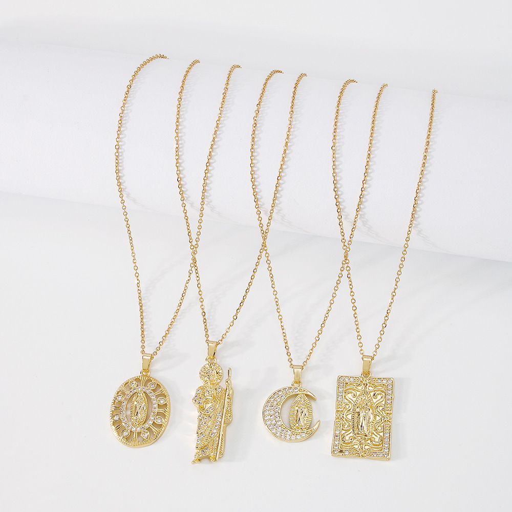 creative copper zircon simple necklace light luxury religious clavicle chain female