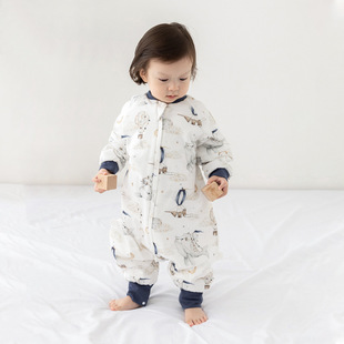 Baby Sleeping Bag Class A Thin Cotton Spring and Autumn Split Leg Constant Temperature Sleeping Bag Baby's Removable Sleeve Kick-proof Nightgown