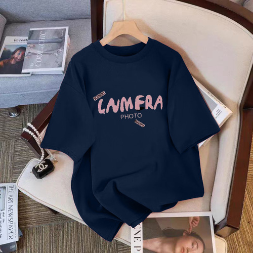 High-quality pure cotton women's short-sleeved T-shirt 2025 summer medium-long length loose slimming plus-size top