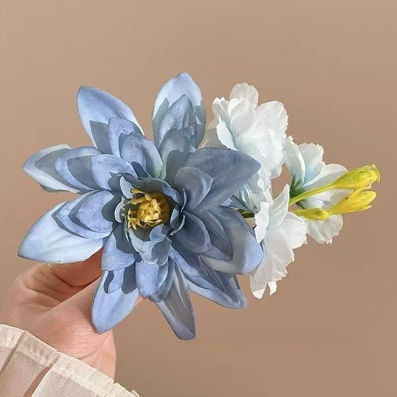 超仙唯美玫瑰花发饰仿真花夹海边度假风抓夹拍照绝美半扎发鲨鱼夹|undefined