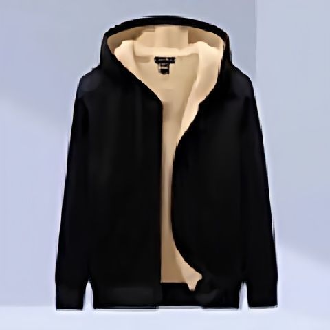 Men's work wear lined sweatshirt, durable and stain-resistant, suitable for office and construction sites, open jacket, thick outerwear