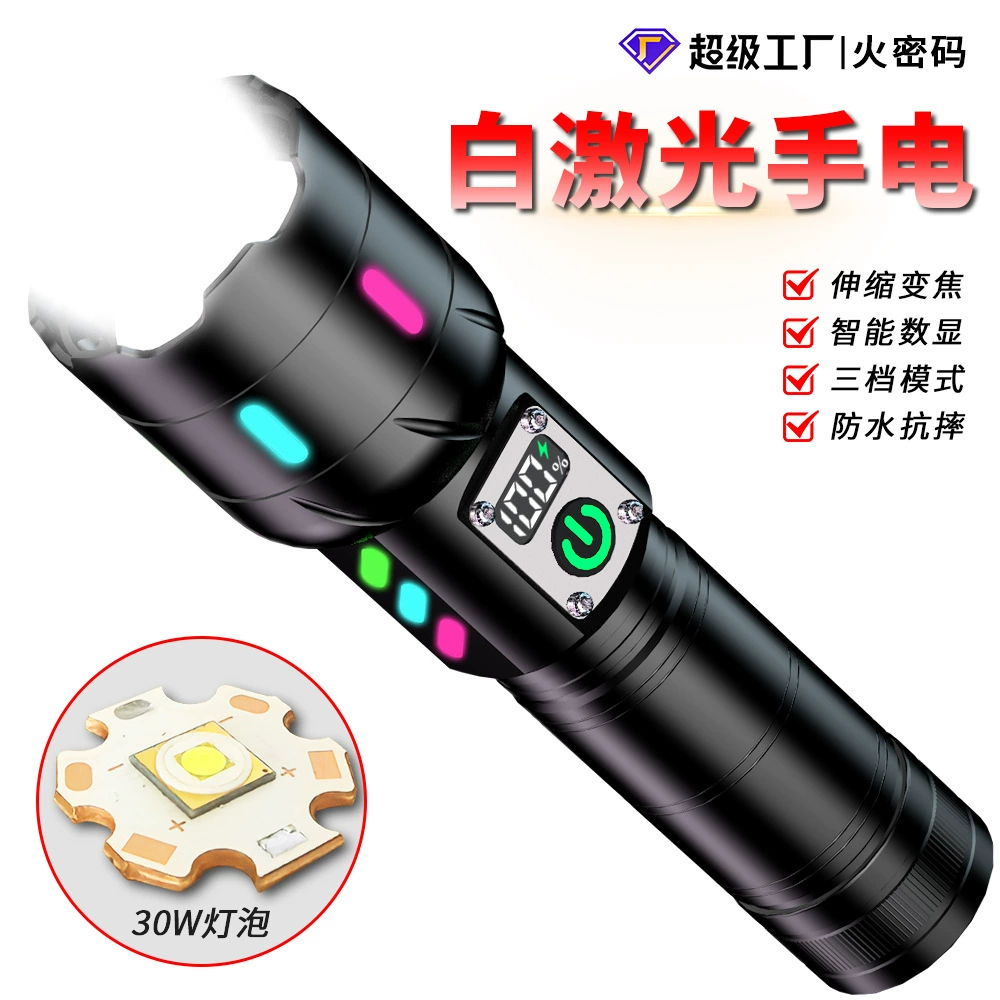 Новый портативный фонарь для патрулирования на открытом воздухе, светодиодный мощный свет, дальнобойный аварийный фонарь с зарядкой через Type-C