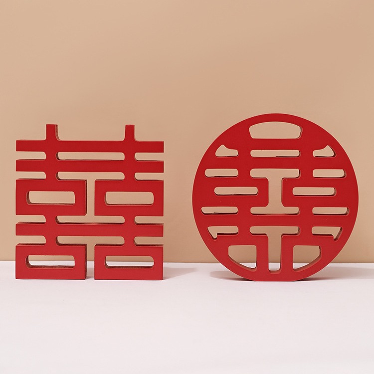 Three-Life Home Wedding Double Happiness Decorative Gift for Newlyweds, Creative Chinese-style Living Room Wedding Room Ornament