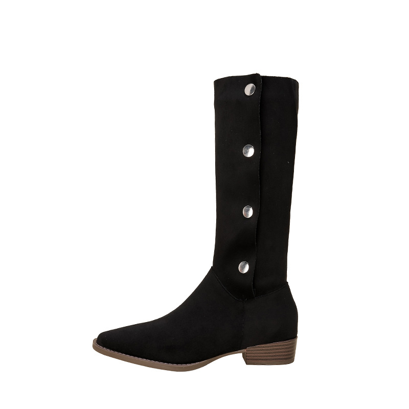 Botas vaqueras de estilo occidental para mujer, diseño exclusivo, punta cuadrada, botas plisadas apiladas, botas retro de montar.