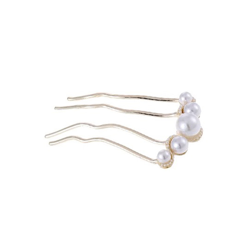 Perla en forma de U pistola de pinzas de cabello negro pinzas de cabello antiguo nuevo estilo chino pinzas de cabello artefacto de cabello vestido de mujer