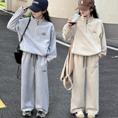 女童秋季套装2025新款洋气长袖运动套装女大童春秋款休闲两件套潮