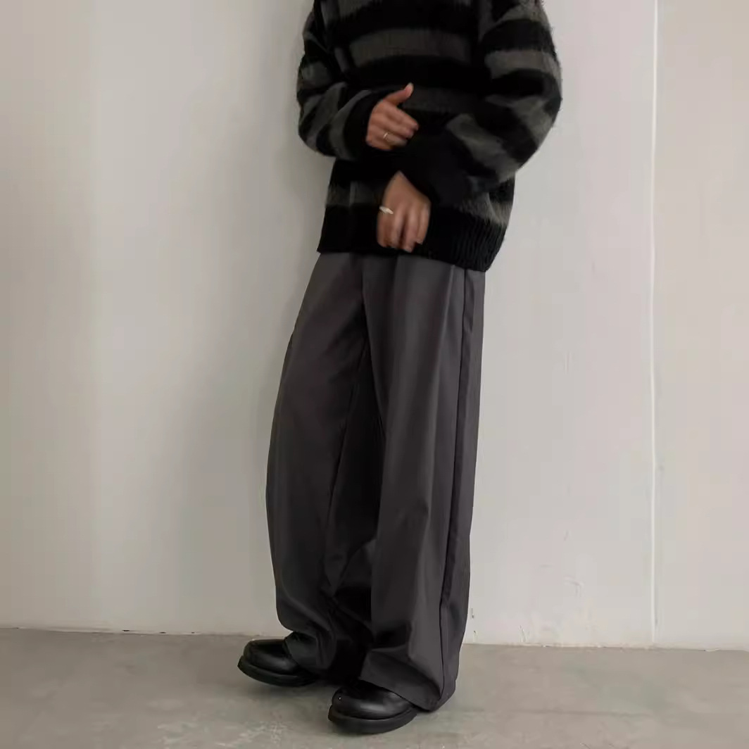 Japanese Style Retro Design Sense Silhouette Wide-leg Trousers Men's Spring and Summer New Style Straight Loose cleanfit Trendy Trousers