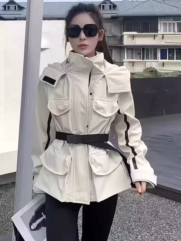 杨幂同款户外冲锋衣羽绒服女短款2025冬季新款收腰超显瘦工装外套|undefined