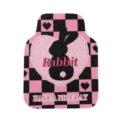 Universal Foot Pad – cute car mats, anti-dirt floor - recommendedgrid-heart-black-rabbit-silk-loop-front-foot-mat1