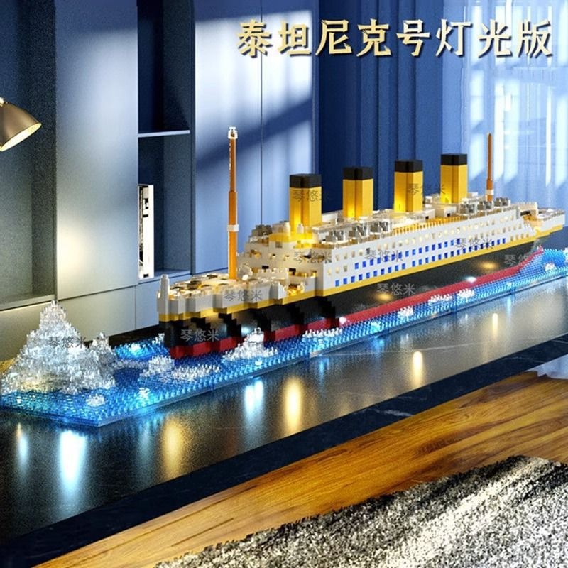 Compatible con Lego Titanic crucero bloques de construcción iceberg escena modelo chica micro diamante pequeña partícula juguete montado