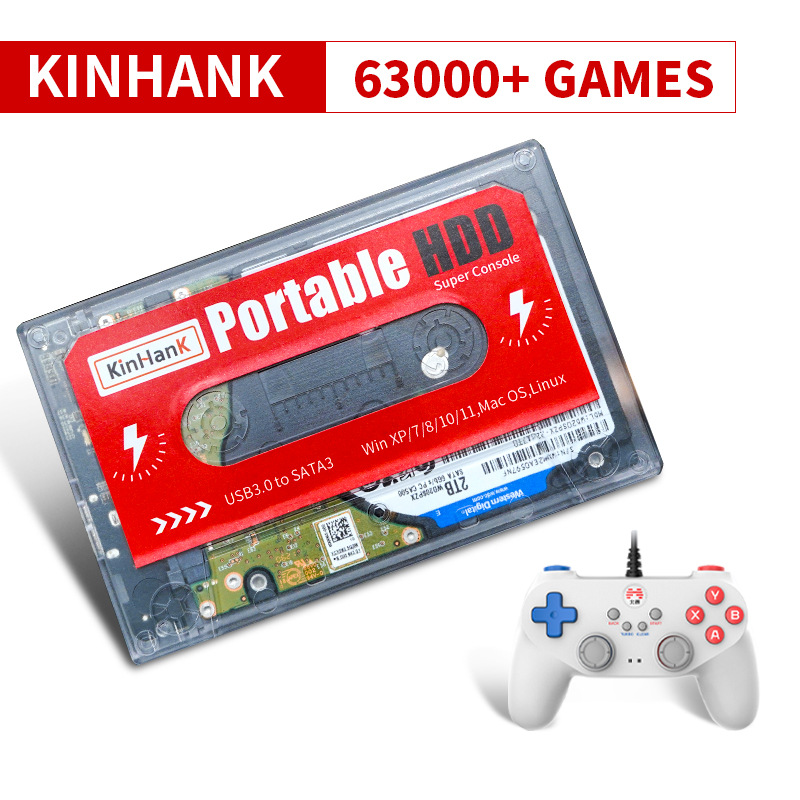 2TB juego externo móvil de disco duro Plug-and-play de instalación-libre incorporado 60000 + soporte para Saturn/Wii/PS2