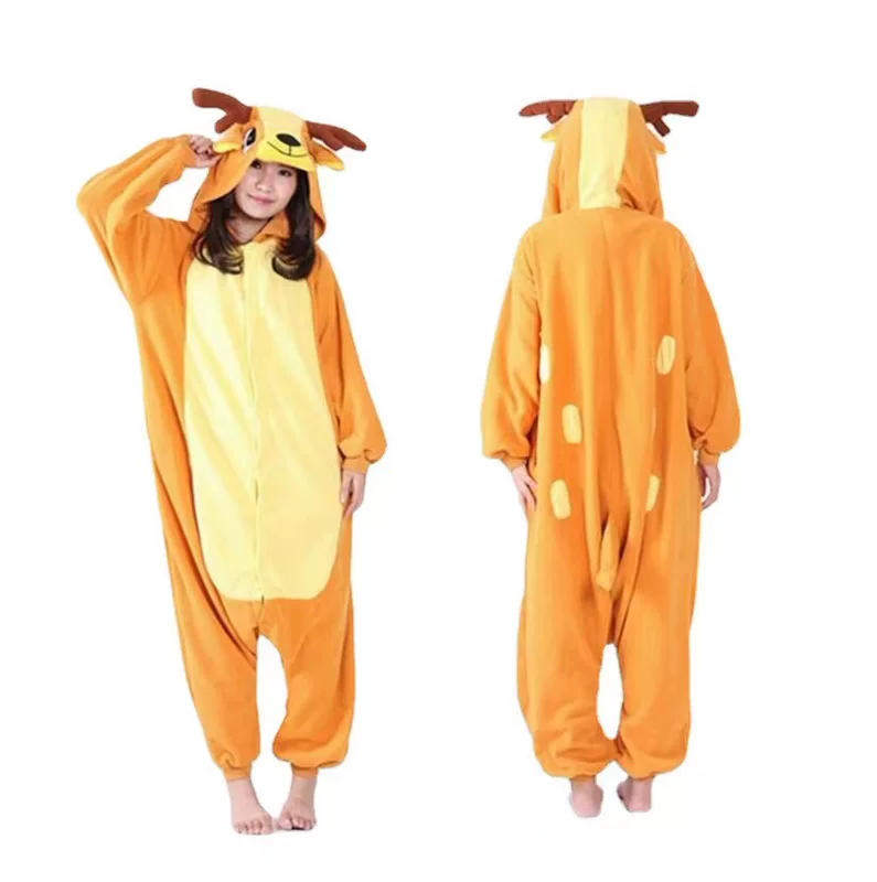 Kigurumi plum blossom deer couple home comfortable and casual, cute plum deer connected pajamas