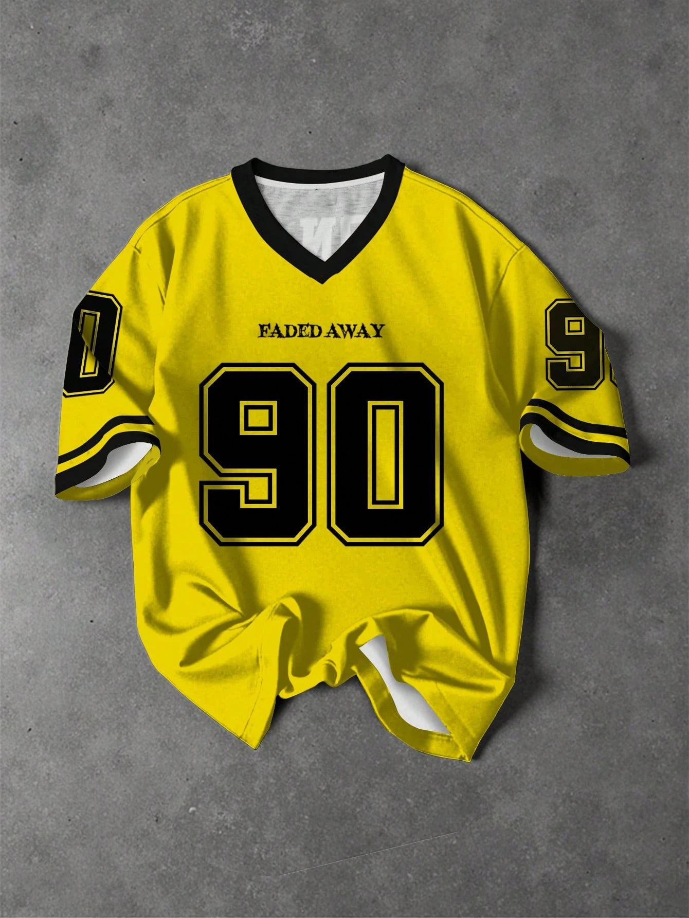 Y2K 新レトロ No.90 メンズ プリント Tシャツ V ネック 半袖 サッカー スポーツ シャツ ビッグ ルーズ 半袖 性別問わず