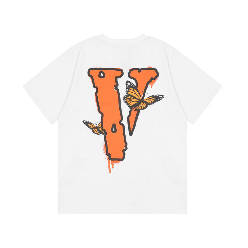 Long-Term Availability of Vlone Short-Sleeve Trendy Brand T-Shirts with Large V Butterfly Print, High Street Hip-Hop Style, Same Style as Wang Yibo, Loose Fit for Men and Women, Couple's Wear Long-Term Availability of Vlone Short-Sleeve Trendy Brand T-Shirts with Large V Butterfly Print, High Street Hip-Hop Style, Same Style as Wang Yibo, Loose Fit for Men and Women, Couple's Wear