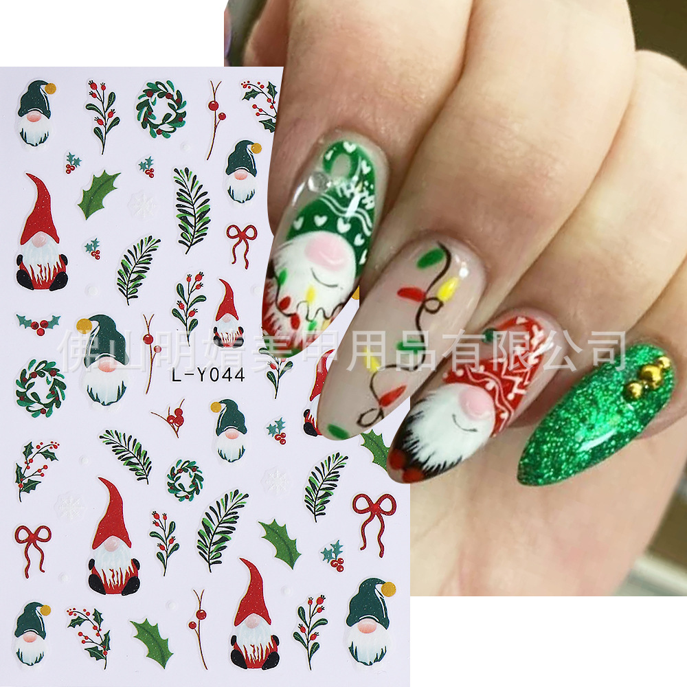 New Cross-Border Christmas Nail Art Stickers Ins Luminous Christmas Lights Christmas Tree Sugar Turn Glitter Nail Decals