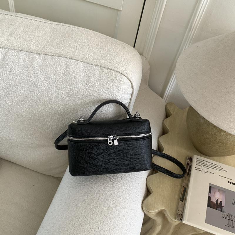 Nicho Zhong bolso de almuerzo portátil para mujeres 2026 nuevo litchi estampado mochila de hombro bolso tridimensional bolso de caja de moda