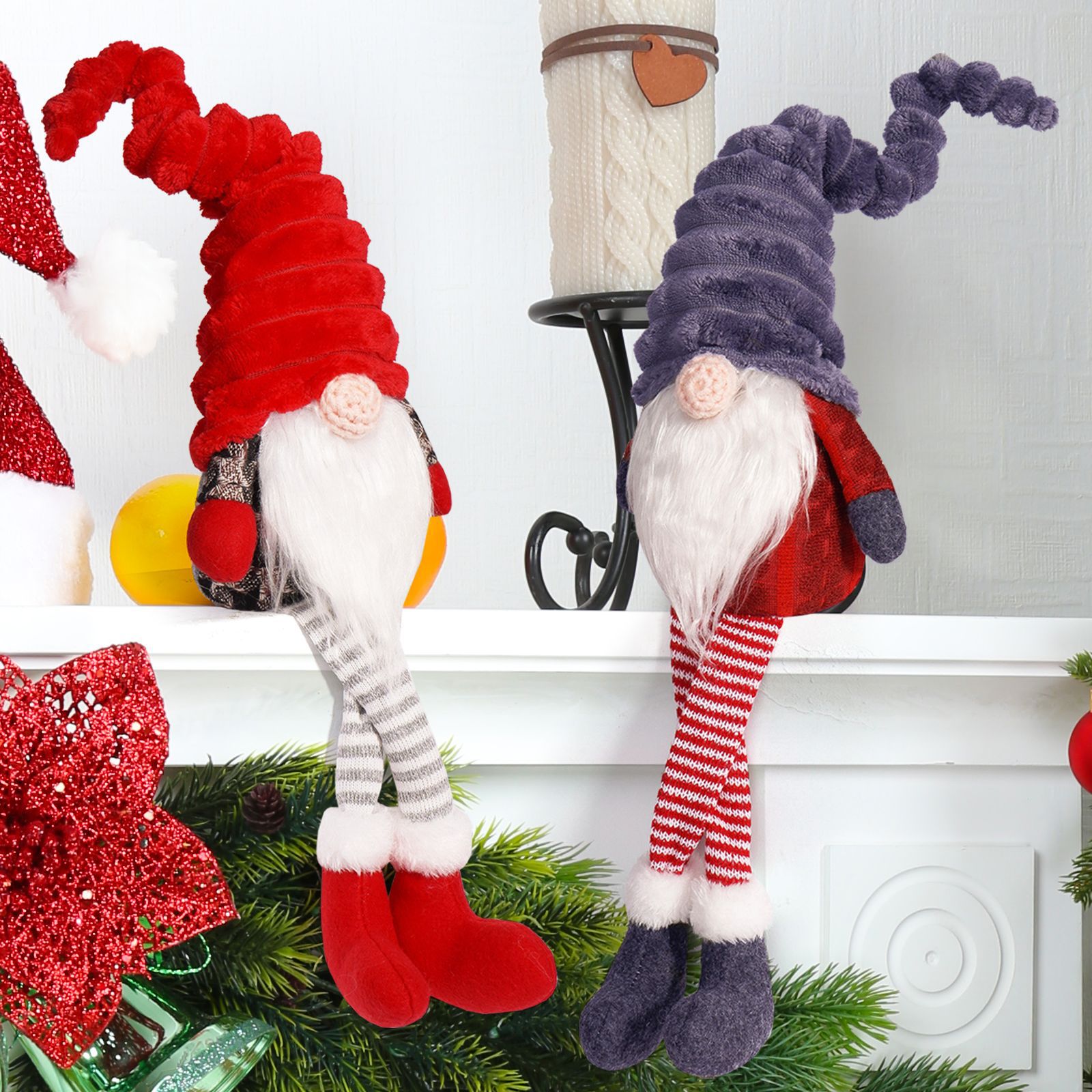 Navidad transfronteriza muñeca sin cara piernas muñeca adornos bosques nórdicos piernas largas decoración diaria para el hogar