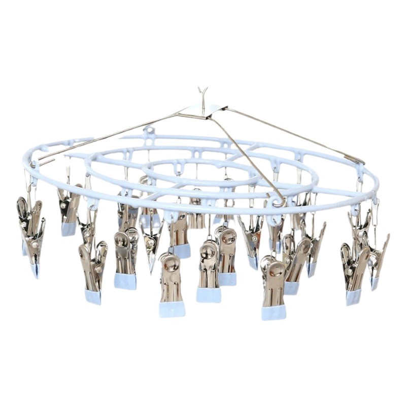 Acero inoxidable 24-clip calcetines de secado clip de secado rack multi-clip hogar colgando ropa a prueba de viento multi-funcional secado ropa interior calcetines clip