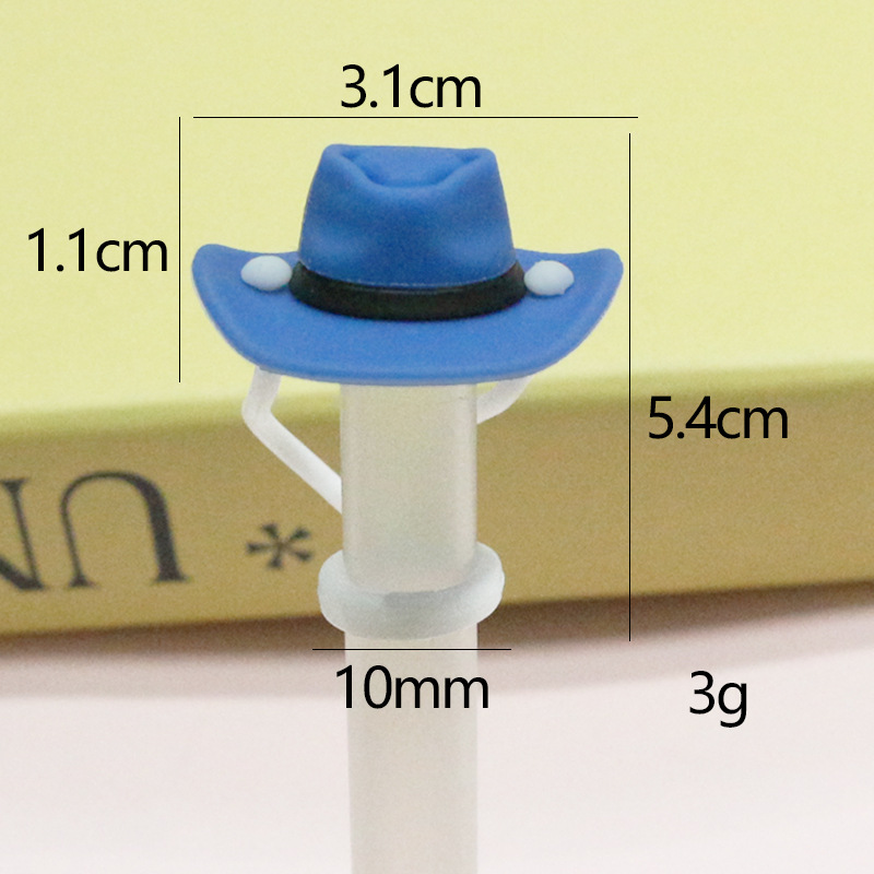 Nuevo producto de Amazon Sombrero de vaquero de silicona Tapa de pajita Tapón de polvo de pajita Tapa de polvo de pajita de venta caliente tridimensional de dibujos animados