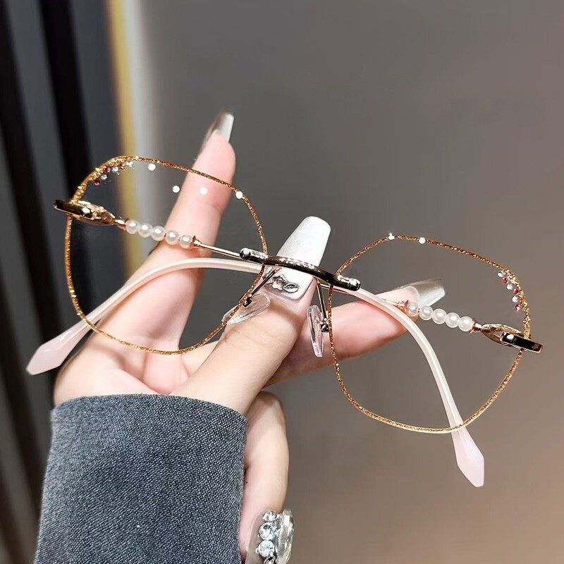 2025年ホットスタイルコレクション女性用老眼鏡、中高年向けの新しい高精細抗青色光ファッショナブルなフレームレス老眼鏡|undefined