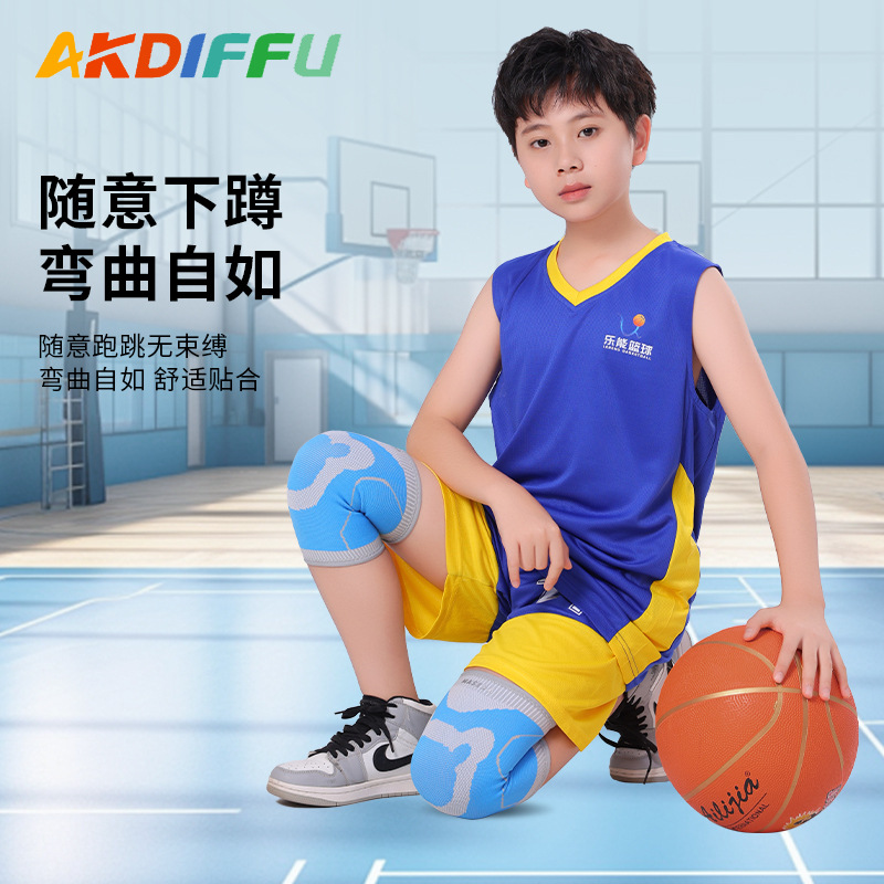 Nuevas rodilleras para niños entrenamiento de baloncesto profesional rodilleras transpirables cubierta baloncesto anti-caída equipo de protección deportiva para estudiantes de primaria