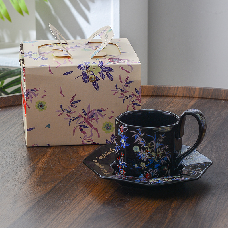 Pequeña flor floral pequeña flor de brocado taza de café platillo tetera estilo pastoral fresco francés una taza un plato regalos