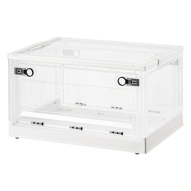 Transparente gran estudiante dormitorio plegable caja de almacenamiento libro juguete ropa puerta lateral caja de almacenamiento caja de organización