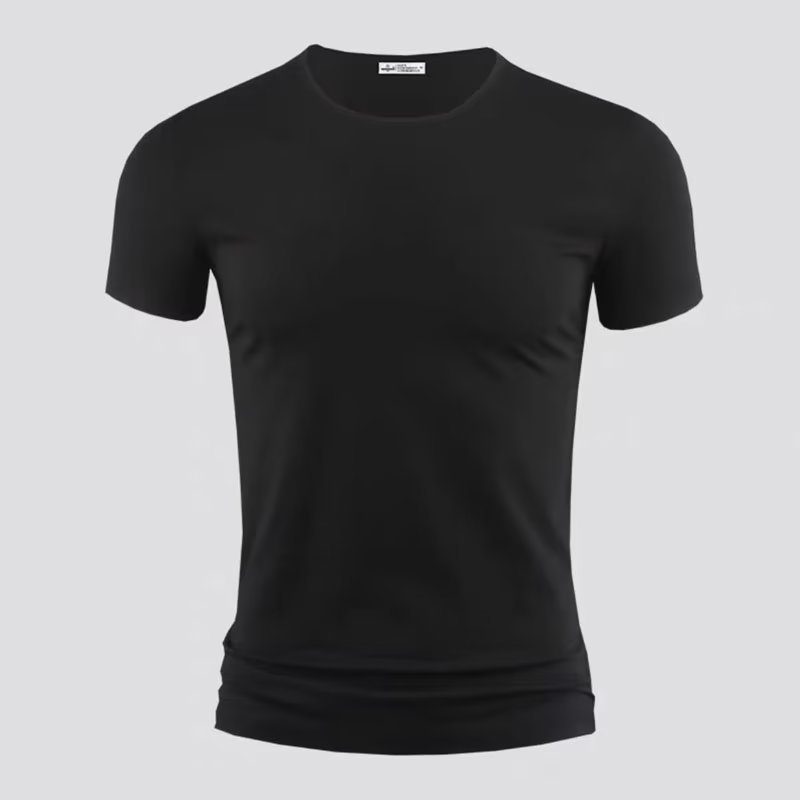Deportes ocasionales de los hombres de Verano de la moda Americana de color sólido delgado superior versátil simple apretado de manga corta Camiseta ropa