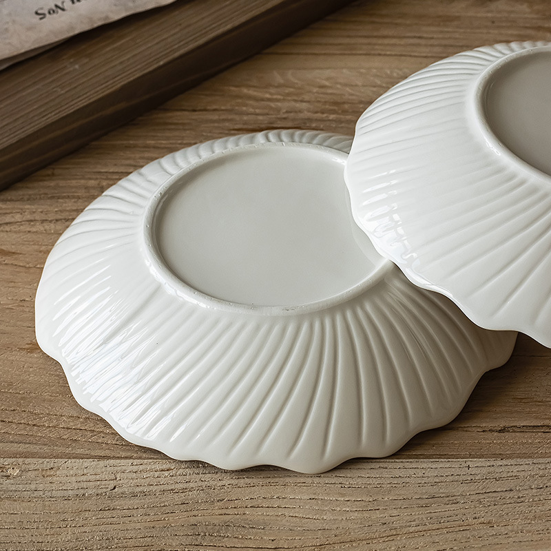 Plato hondo, plato de sopa de alta gama, plato de frutas en forma de flor, ensaladera, plato de plato japonés, plato de desayuno, plato de cerámica para el hogar