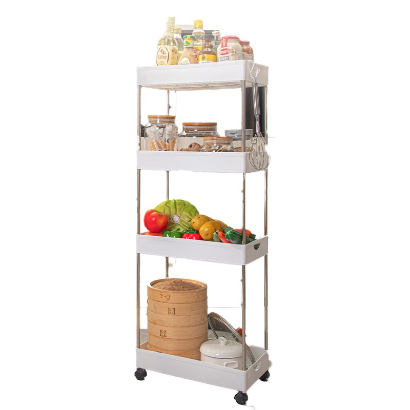 Estante de almacenamiento de cocina Armario de almacenamiento de cajones de múltiples capas tipo piso Estante de almacenamiento de espacio estrecho Estante de almacenamiento de espacio