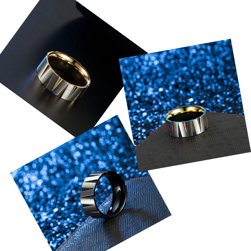 Anello unisex in titanio acciaio spazzolato opaco colorato_voghion.com