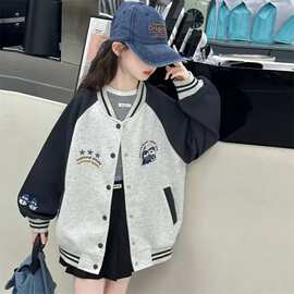 女童棒球服外套秋季新款儿童洋气春秋学院风上衣小女孩外套夹克