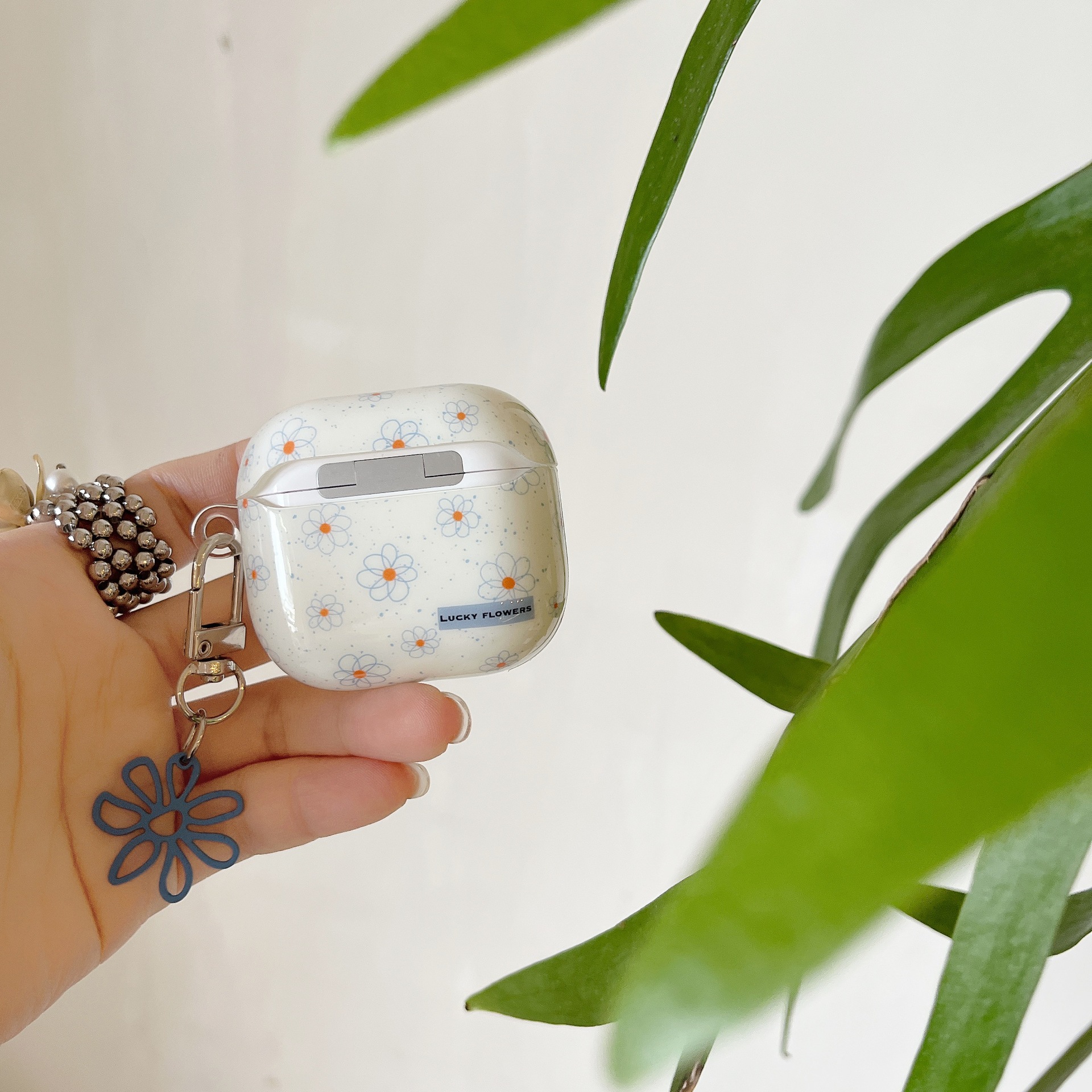 Salpicaduras de tinta pequeñas flores frescas para airpod1/2 funda para auriculares Bluetooth Pro2 funda para auriculares airpod3/4 colgante