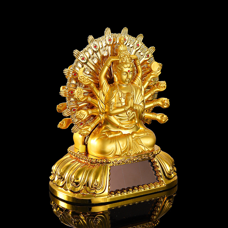 Car solar wheel car decoration alloy double-sided thousand-handed Guanyin ornaments car interior accessories decoration car ornaments