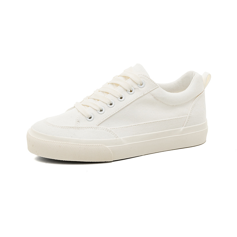 Zapatos blancos de pareja primavera nuevos zapatos casuales de mujer, zapatos de skate de altura baja zapatos de lona zapatos blancos al por mayor