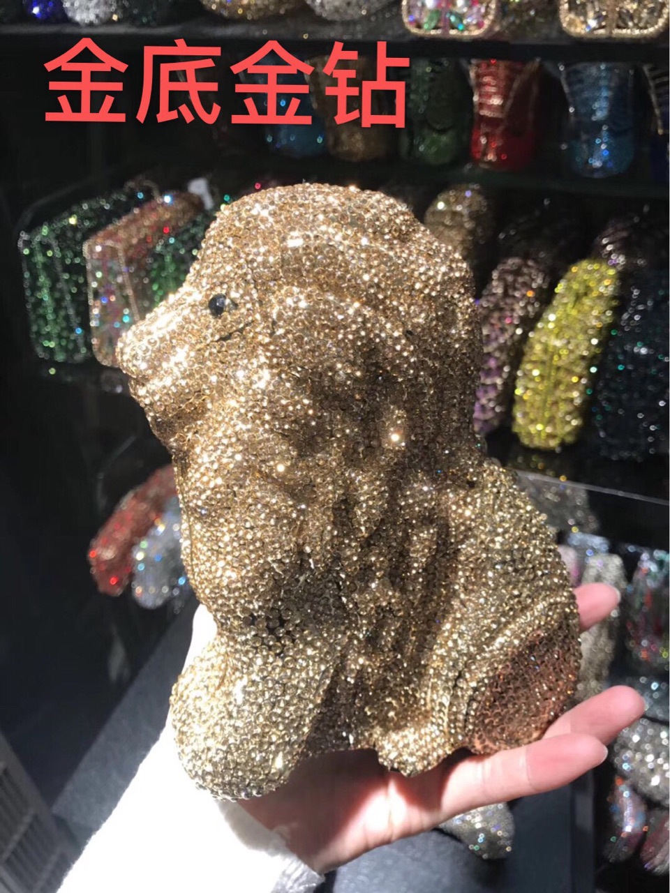 Bolsa de banquete de diamantes en forma de león, caja dura de metal para banquete, bolsa de diamantes de mano, bolsa de piedra para mujeres