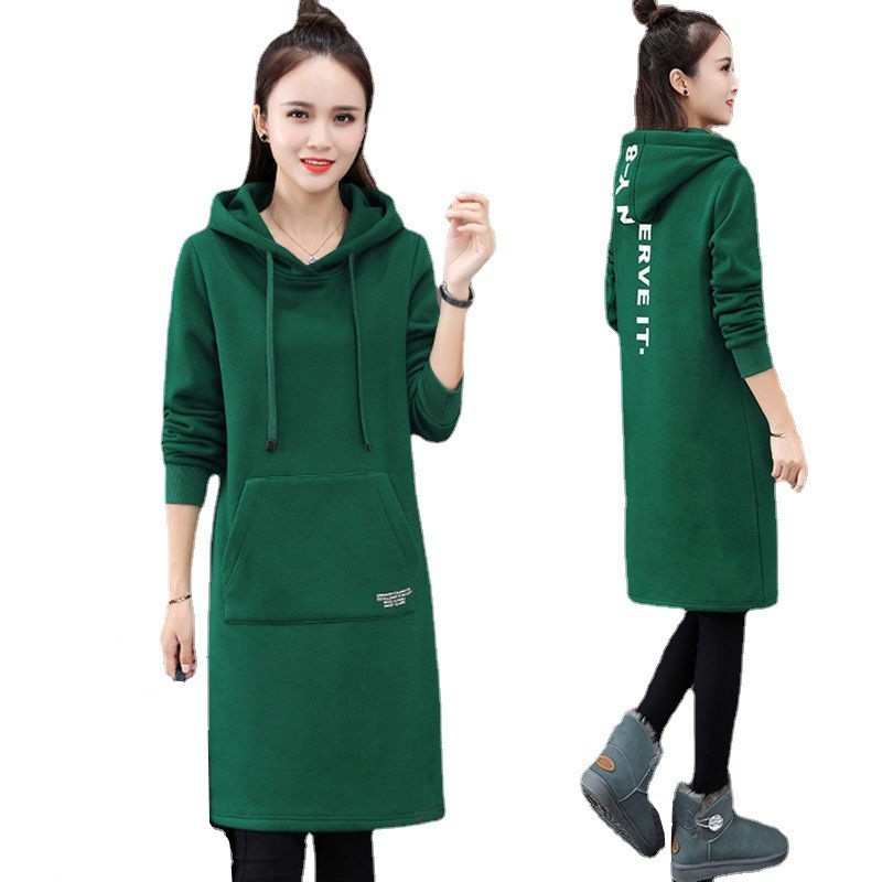 Felpa con cappuccio in pile per donna, stile coreano casual autunno inverno, stampa di lettere, manica lunga, tasca, abito felpa_voghion.com