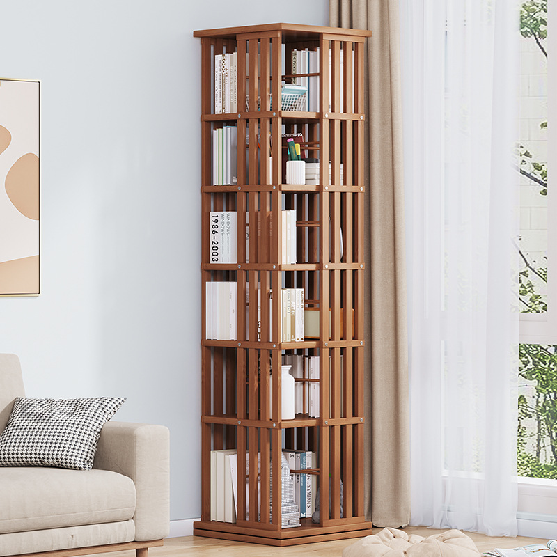 Rotating bookshelf storage rack floor student storage rack home office simple multi-layer display Invisible Children's bookshelf