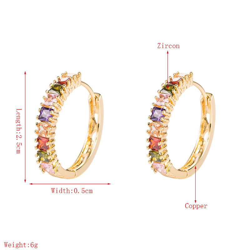 Copper Inlaid Square Zircon Earrings Wholesale display picture 1