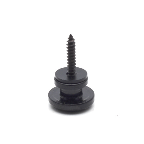 Mushroom head metal strap buckle with felt folk guitar strap button ukulele tail pin chrome/black