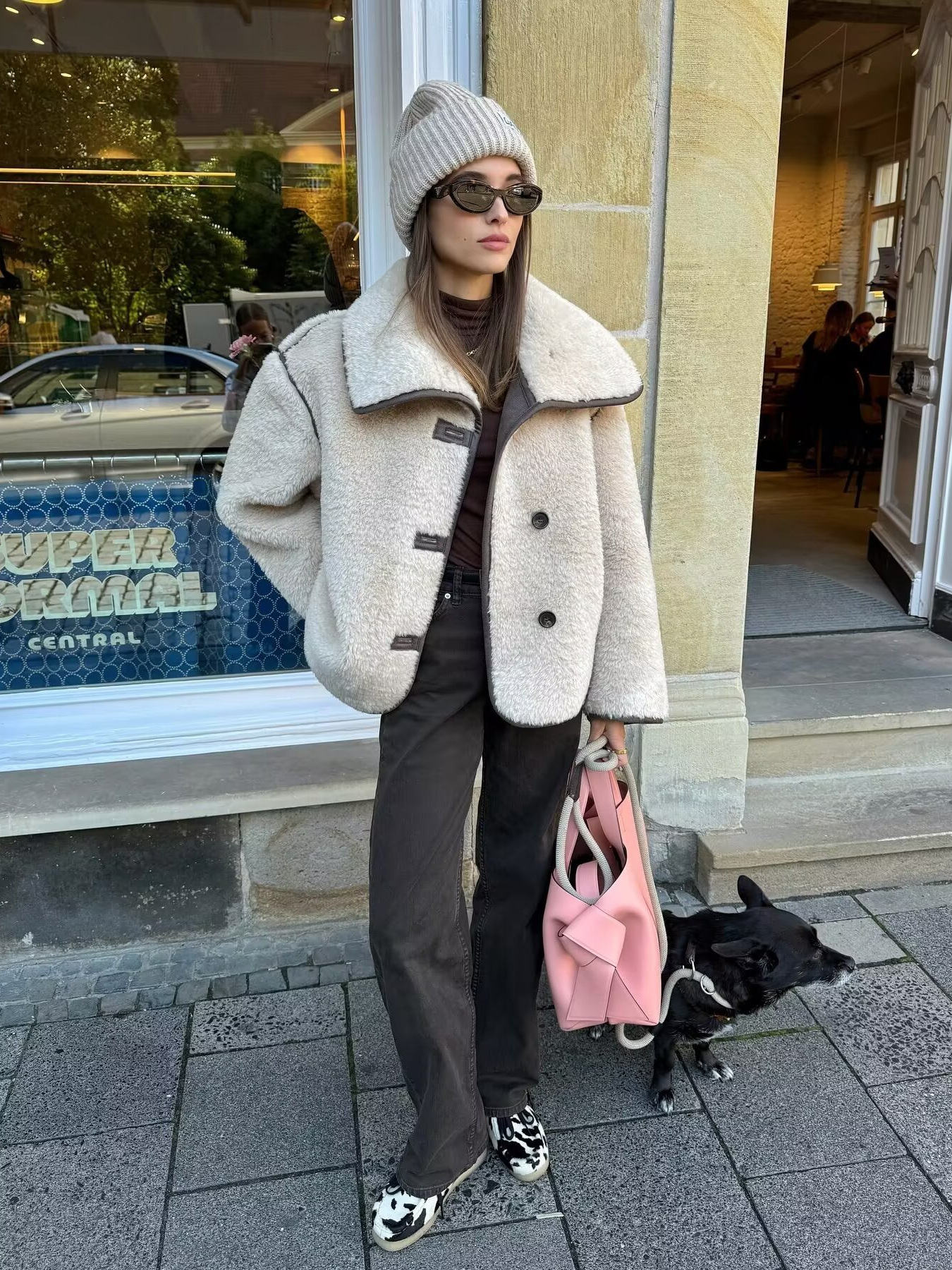 Cross-border women's clothing 2025 spring and autumn new European and American fashion casual plus size lapel fur coat coat women